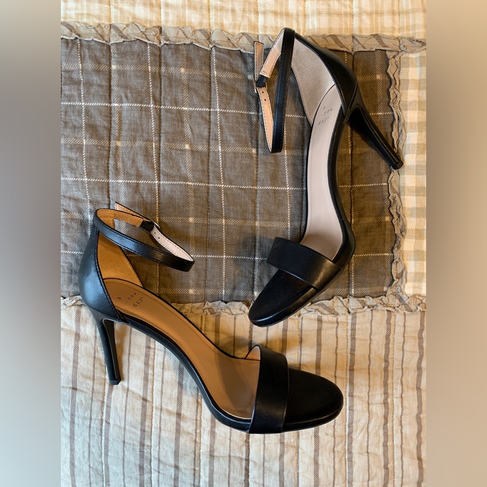 NWOT a new day Black Myla Stiletto Heels | Target Black Faux Leather Sandals